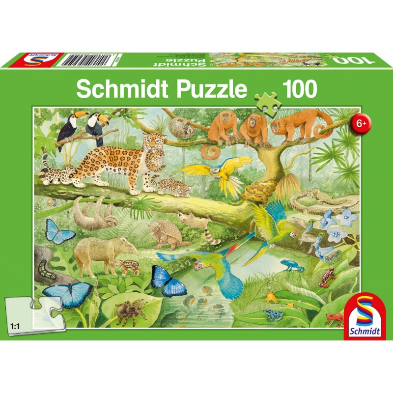 Schmidt Puzzle - Tiere im Regenwald -100 Teile