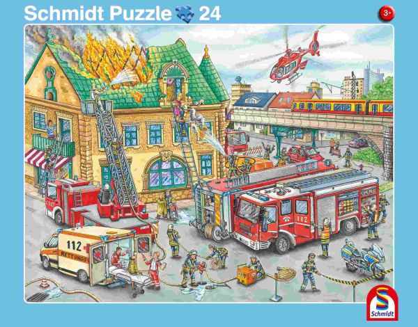 Schmidt Puzzle - 2 Rahmenpuzzle 24/40T Feuerwehr / Polizei
