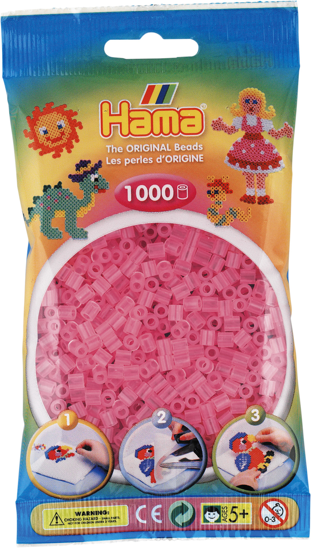 HAMA Bügelperlen im Beutel - 1.000 Stück - 207-72 transparent pink