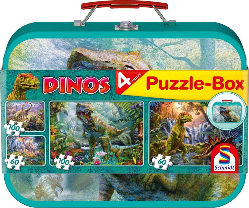 Schmidt Puzzle - Box T. Dinos Koffer 2x26 und 2x48-teilig