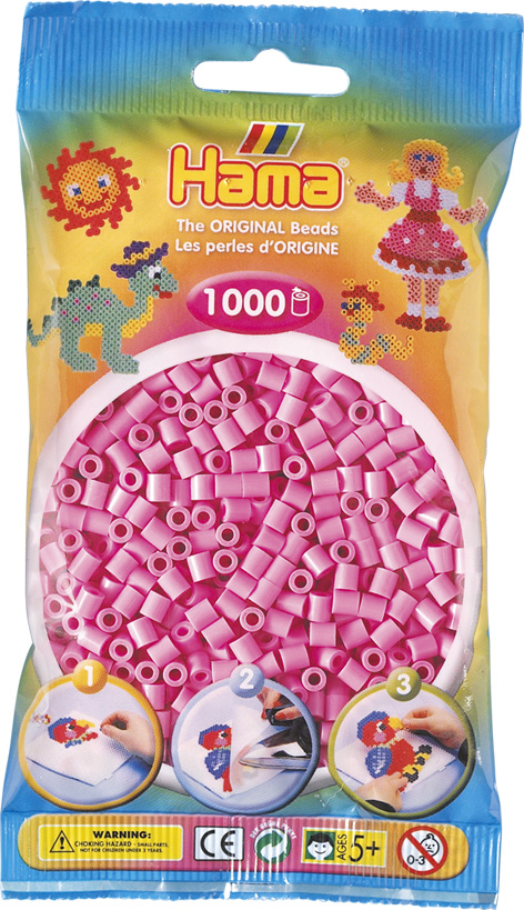 HAMA Bügelperlen im Beutel - 1.000 Stück - 207-48 pastell pink