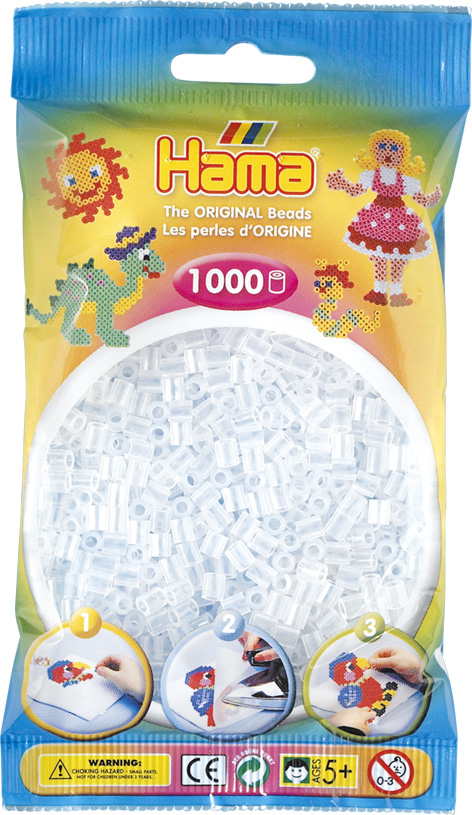 HAMA Bügelperlen im Beutel - 1.000 Stück - 207-19 transparent weiß