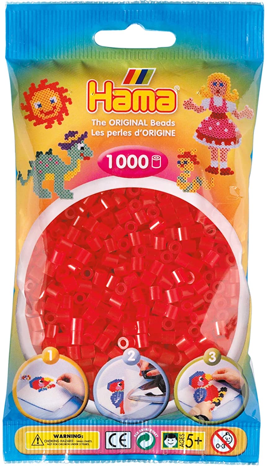HAMA Bügelperlen im Beutel - 1.000 Stück - 207-13 transparent rot