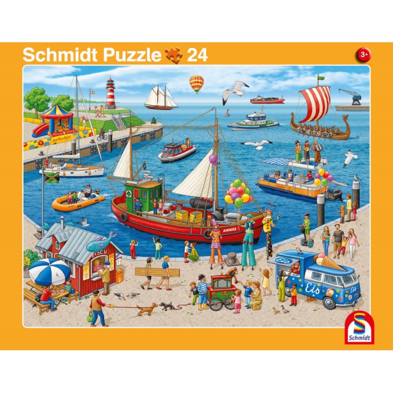 Schmidt Puzzle - 2 Rahmenpuzzle 24/40T Hafen / Eisenbahn